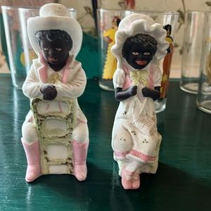 ANTIQUE BISQUE PORCELAIN FIGURINES~BLACK AMERICANA